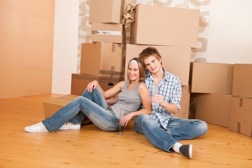 Household storage space in Belmont with neatly packed boxes