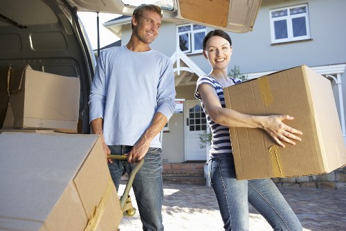 Packed moving boxes ready for house removals in Belmont